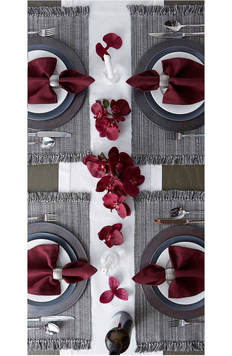 Design Imports Variegated Fringe Set of 6 Placemats, Alternate, color, Gray