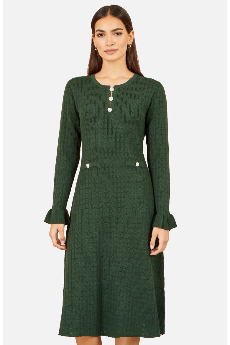 Long Sleeve Knitted Midi Dress, Alternate, color, Green