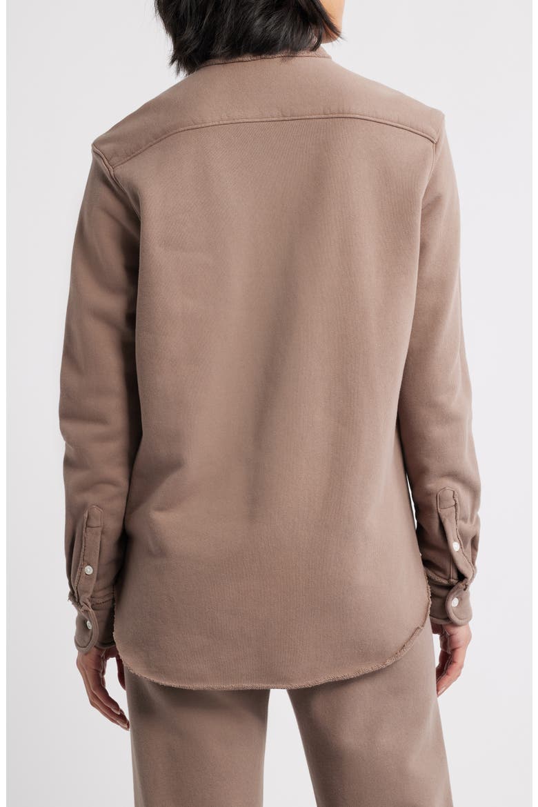 Eileen Relaxed Terry Button-Up Shirt, Alternate, color, BRULEE