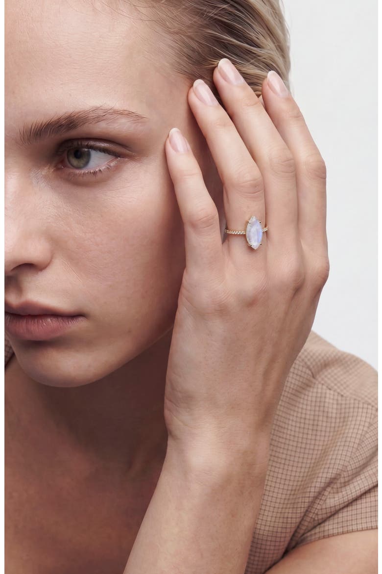 Marquise Cut Moonstone & Cubic Zirconia Pavé Ring, Alternate, color, WHITE/ GOLD