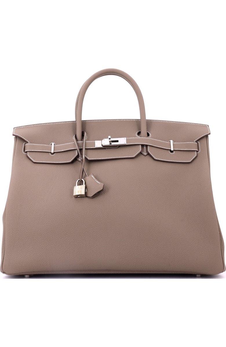 Pre-Owned Hermes Birkin Handbag Grey Togo with Palladium Hardware 40, Main, color, Etoupe