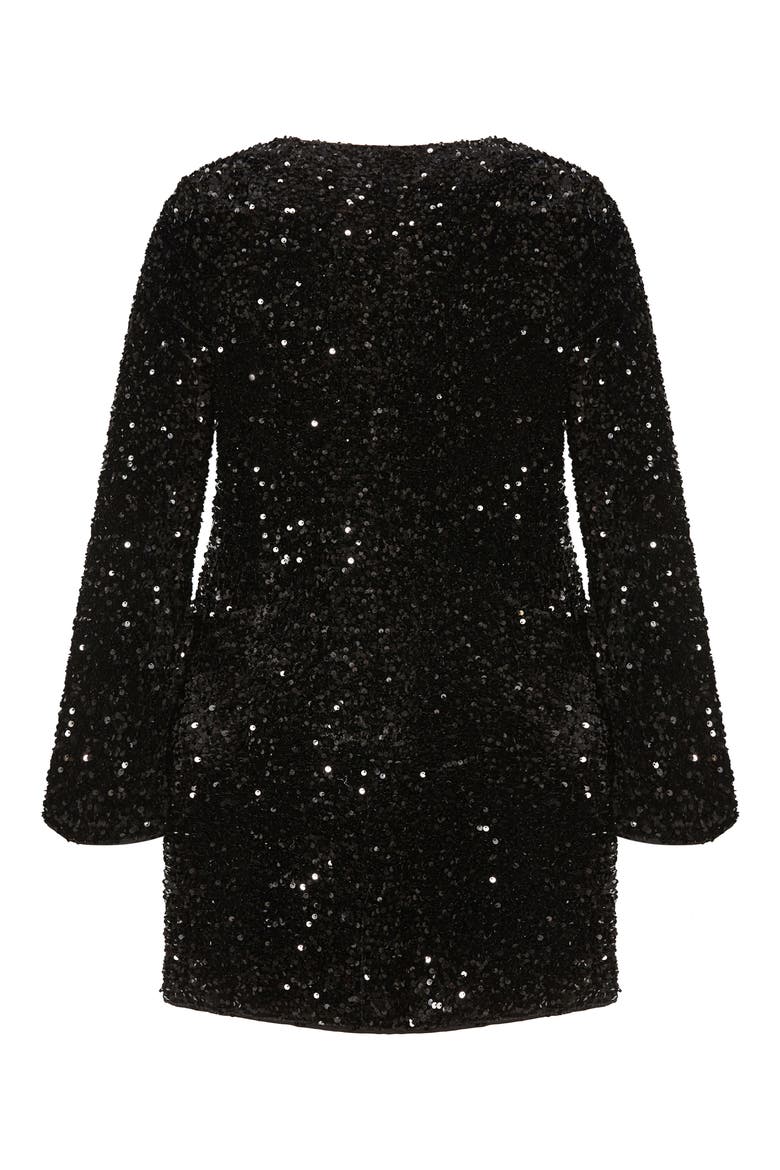 Paislee Sequin Long Sleeve Dress, Alternate, color, BLACK