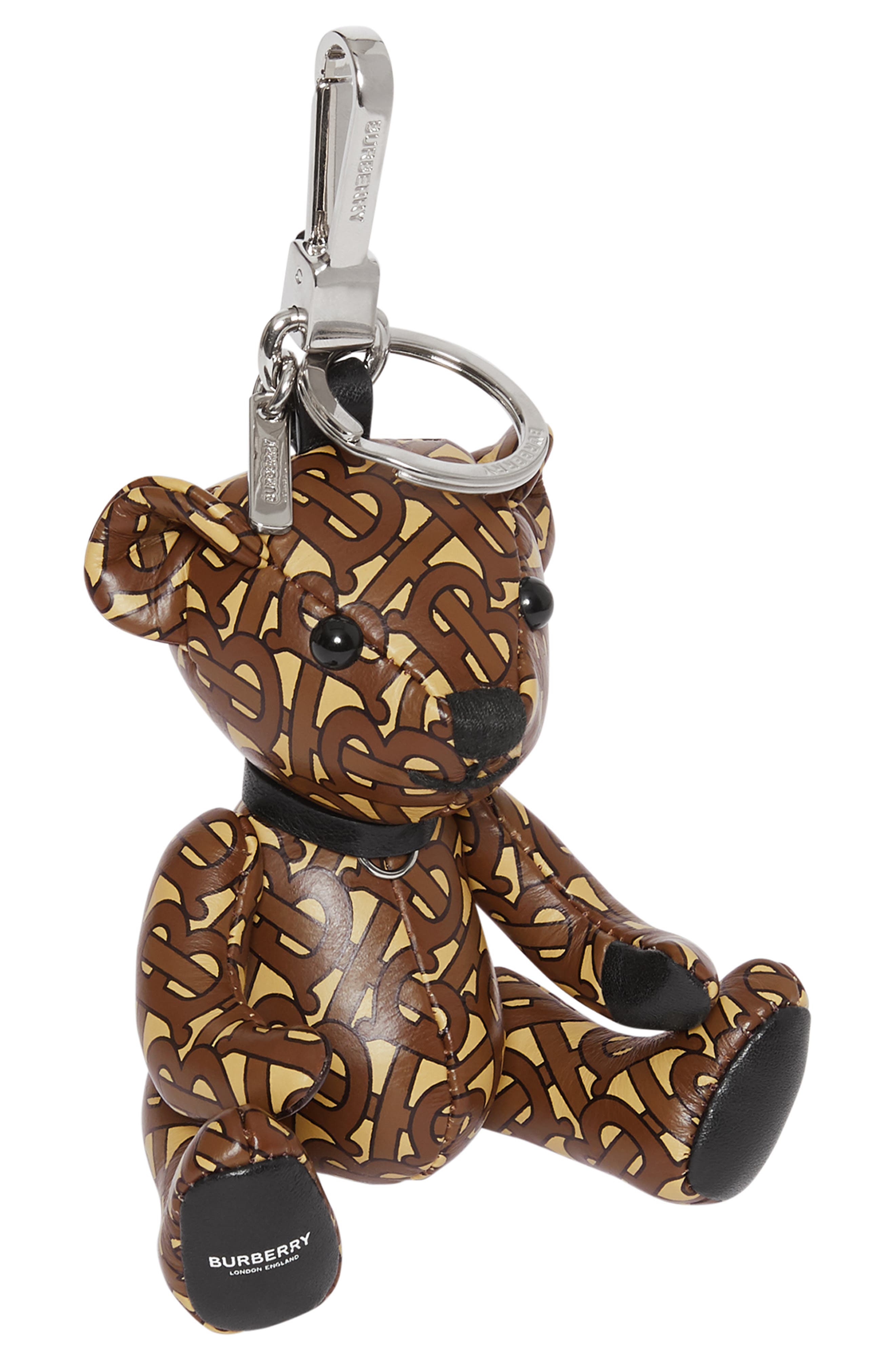 Burberry Thomas Bear Monogram Print Leather Bag Charm, Alternate, color, 