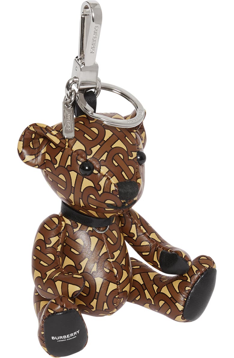 Burberry Thomas Bear Monogram Print Leather Bag Charm, Alternate, color,