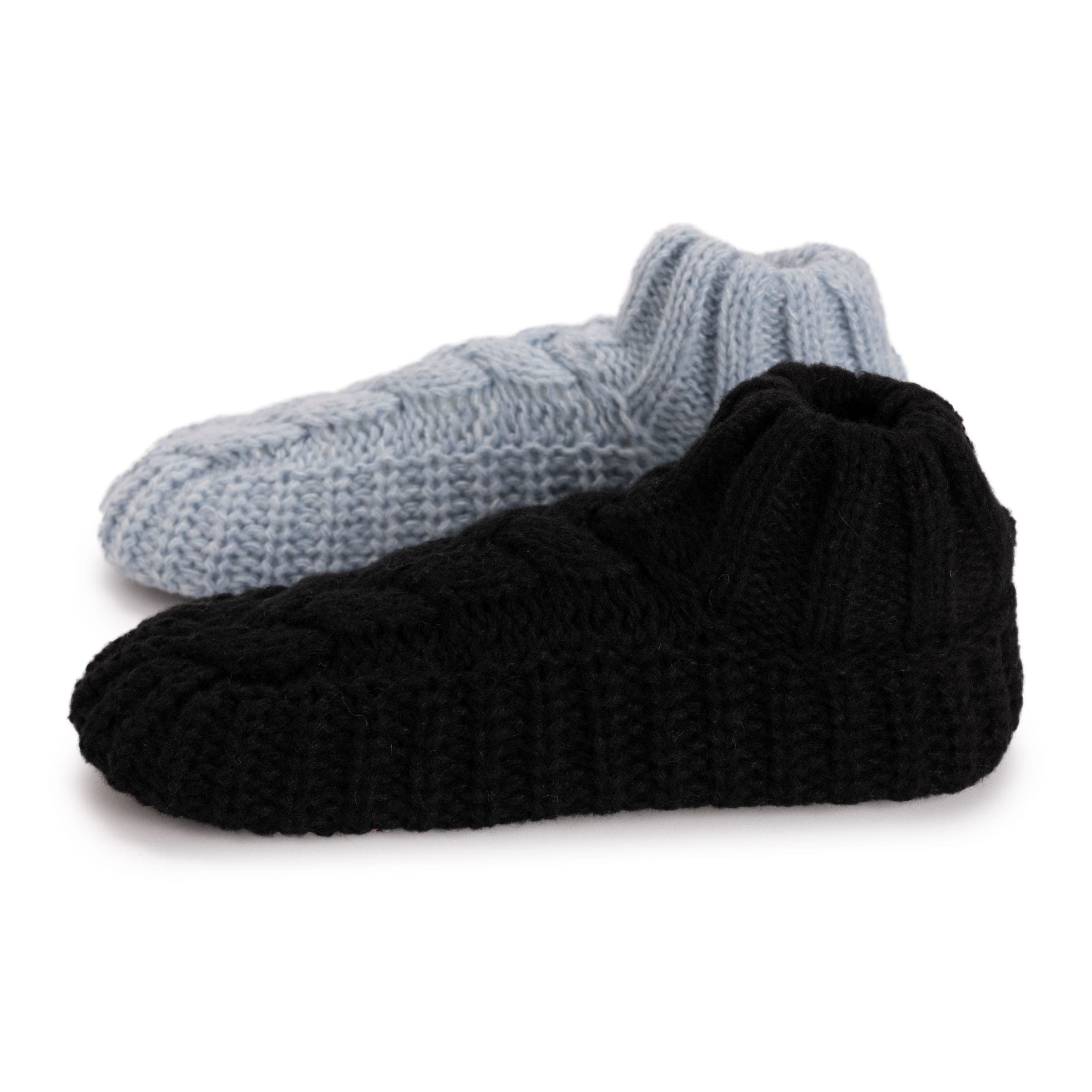 MUK LUKS 2 Pair Pack Cuffed Sweater Knit Ballerinas, Alternate, color, Black/Light Blue