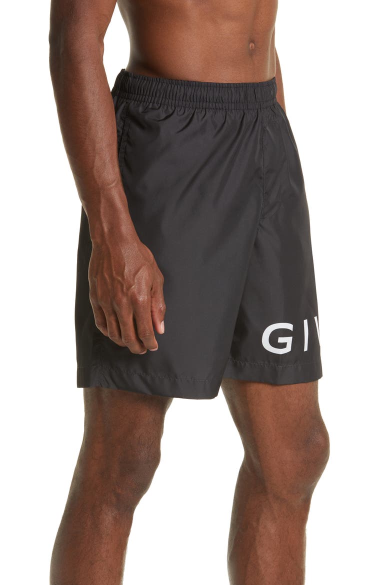 Logo Swim Trunks, Alternate, color, BLACK/ WHITE