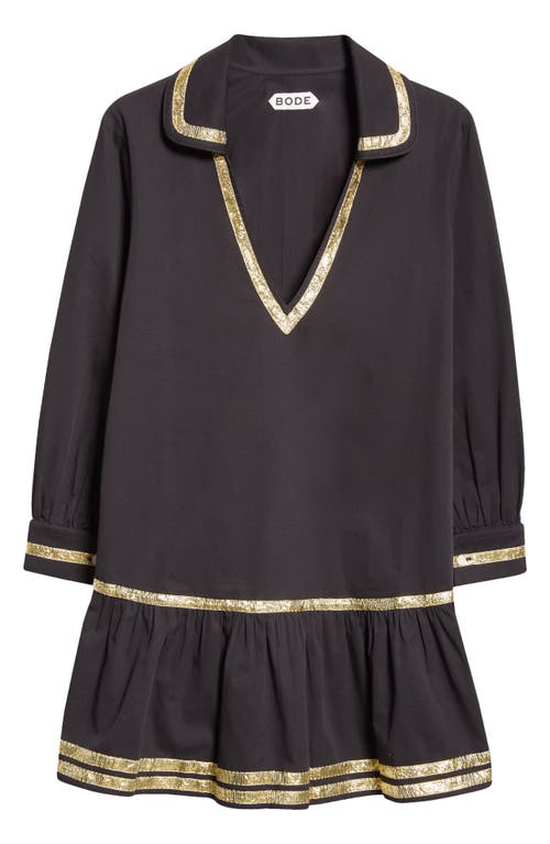 Bode Tinsel Tape Cotton Minidress In Black