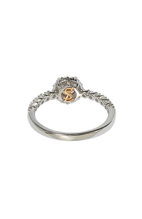 Suzy Levian Halo Yellow Sapphire Bridal Ring In Metallic