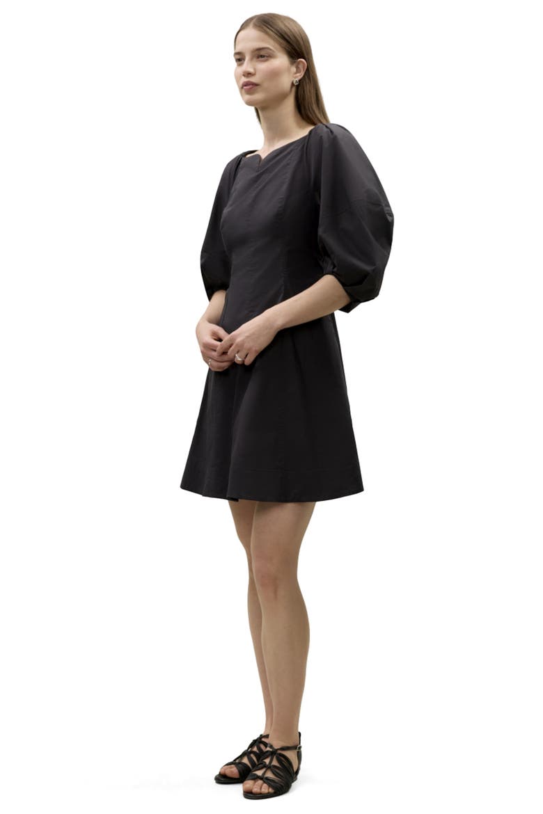 Isla Poplin Mini Dress, Alternate, color, Black