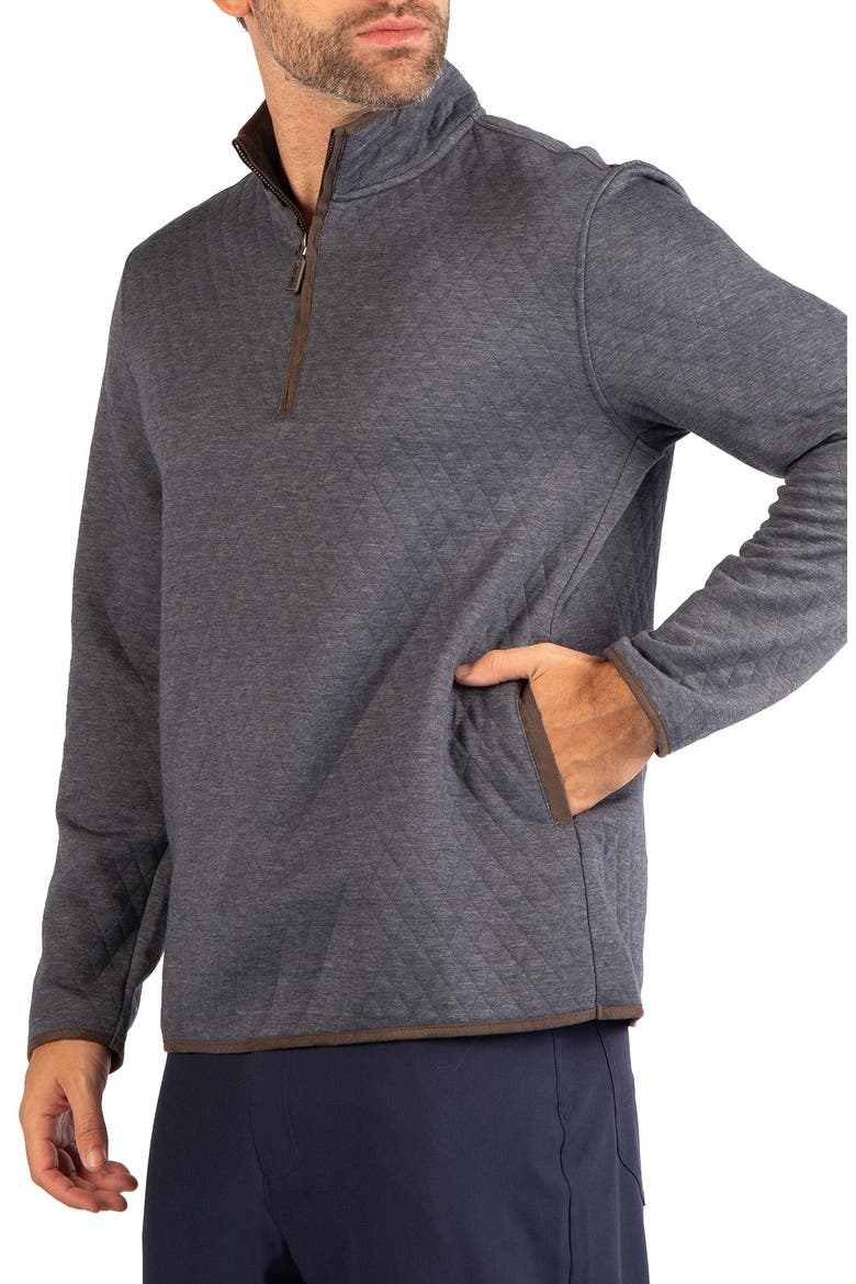 Quilted Quarter Zip Pullover, Alternate, color, DENIM