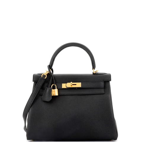 Kelly Handbag Black Togo with Gold Hardware 28
