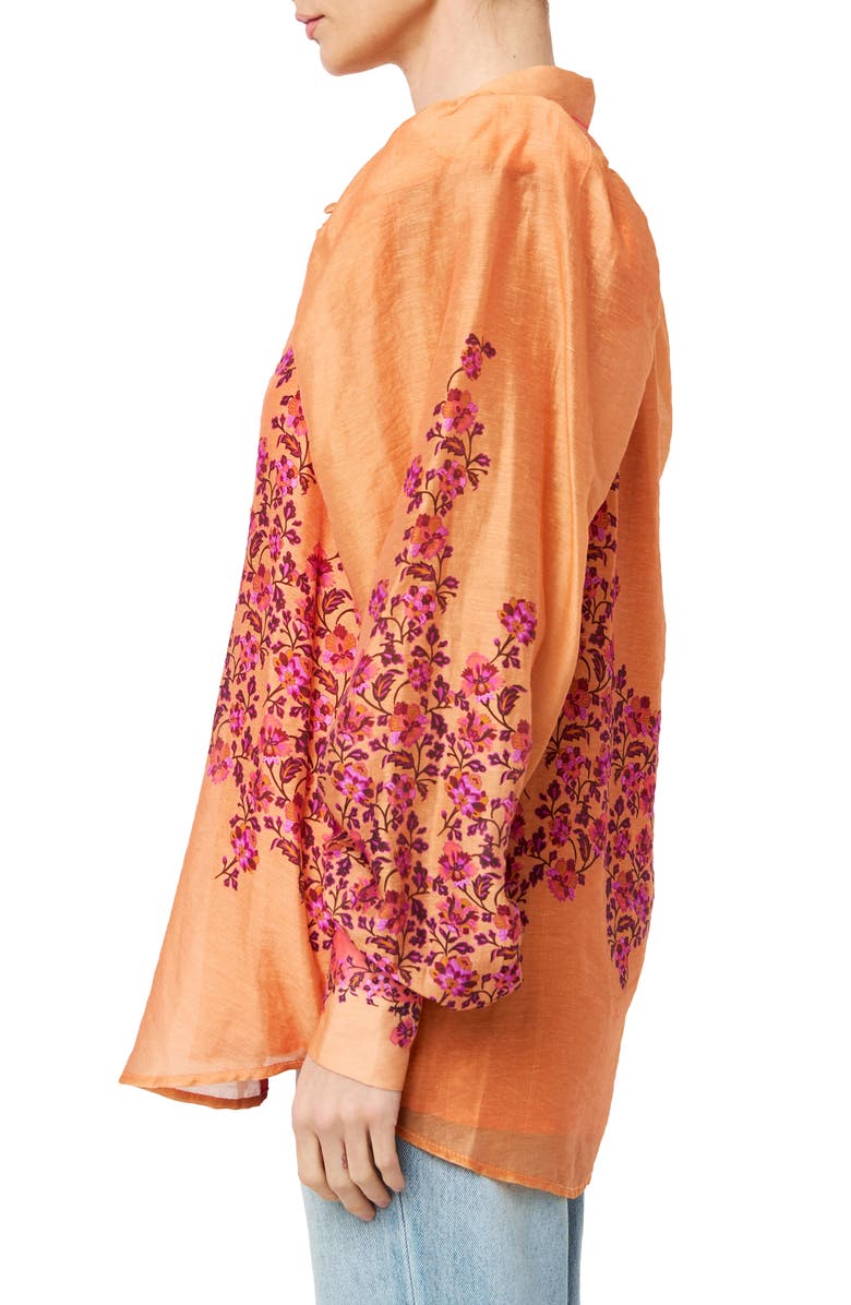 CIEBON Valerie Embroidered Puff Shoulder Shirt, Alternate, color, Coral Blush