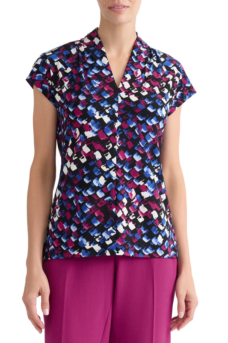 Block Print Knit Top, Main, color, BLACK MULTI