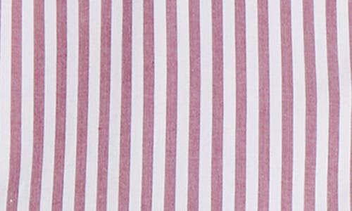 Brunello Cucinelli Stripe Belted Cap Sleeve Stretch Poplin Button-up Shirt In White Prune
