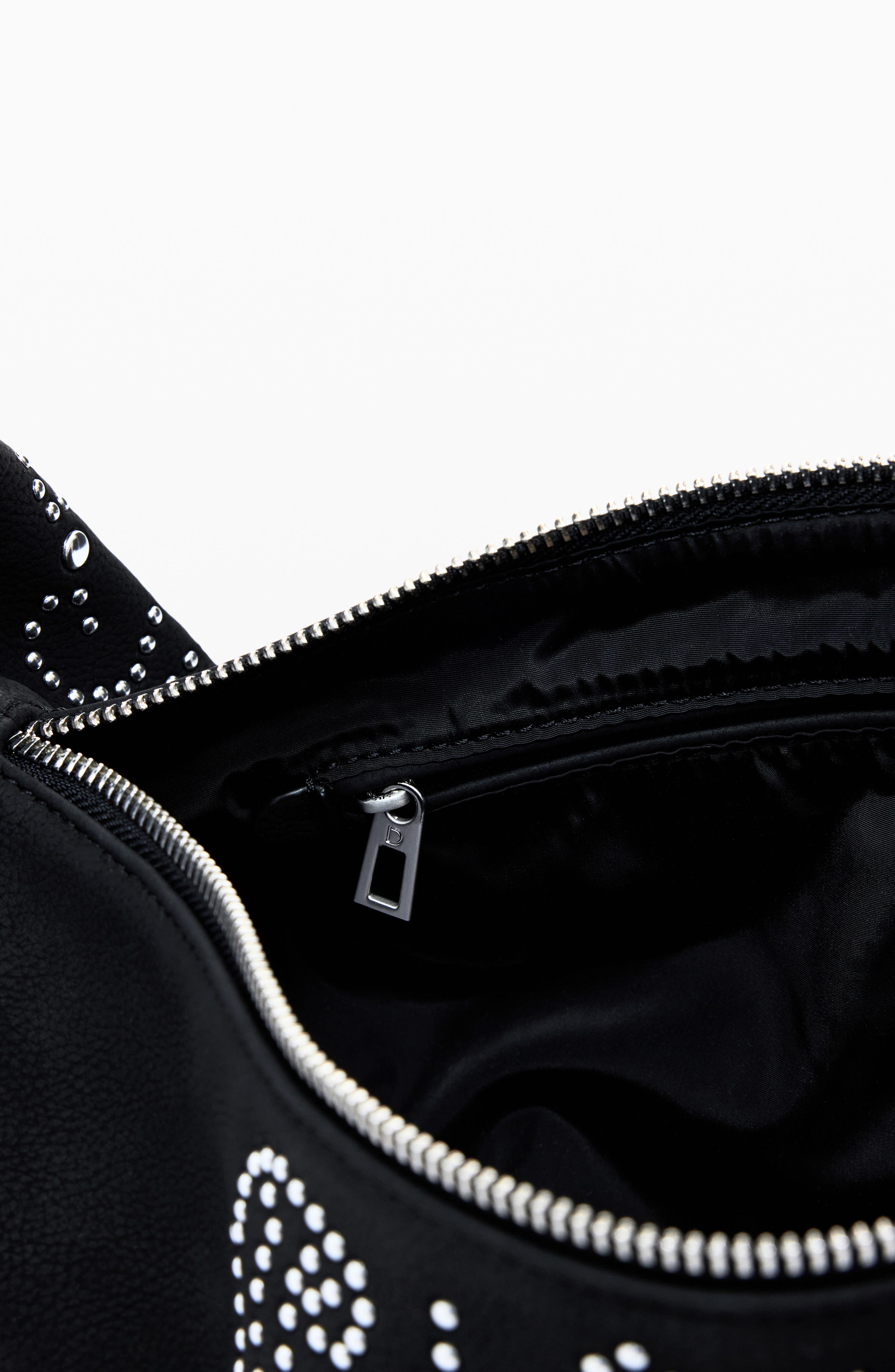 Desigual Studded Faux Leather Shoulder Bag, Alternate, color, Black