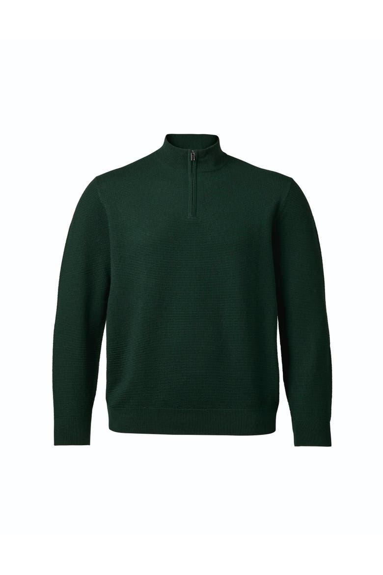 Pure Merino Texture Zip Neck Sweater, Alternate, color, Forest Green