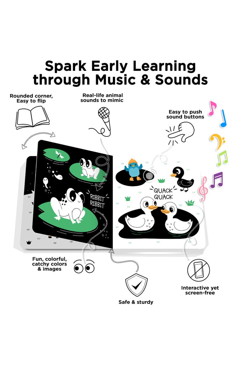 Ditty Bird Kids' Interactive Sensory White & Black Sound Book, Alternate, color, Black
