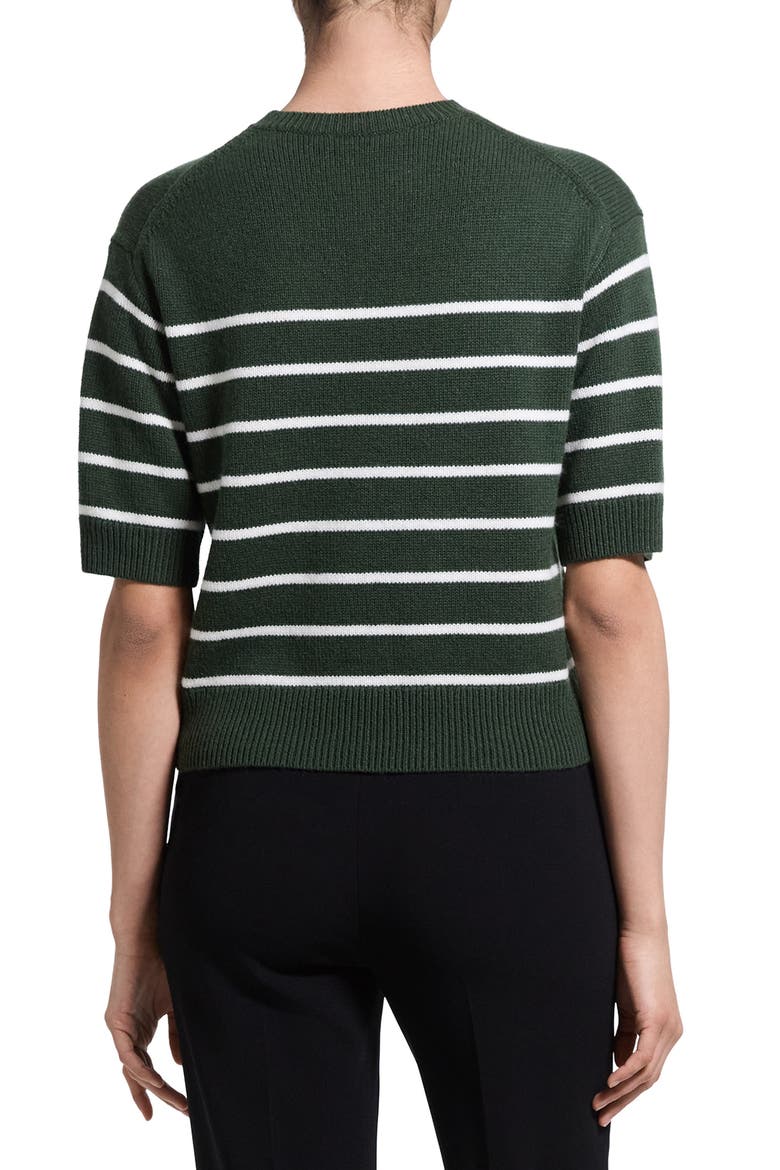 Striped Cashmere Crop Sweater, Alternate, color, IVY/IVORY - 2Z1