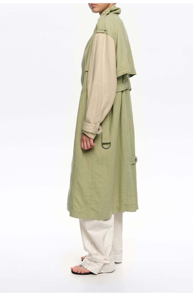 Bimba y Lola Dual-Tone Maxi Trench, Alternate, color, Light Green