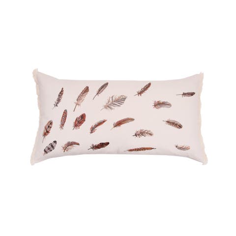 Feather Pattern Lumbar Mini Lumbar Accent Pillow 14" x 26"