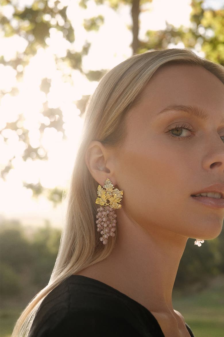 Adile Grape Statement Earrings, Alternate, color, Light Pink