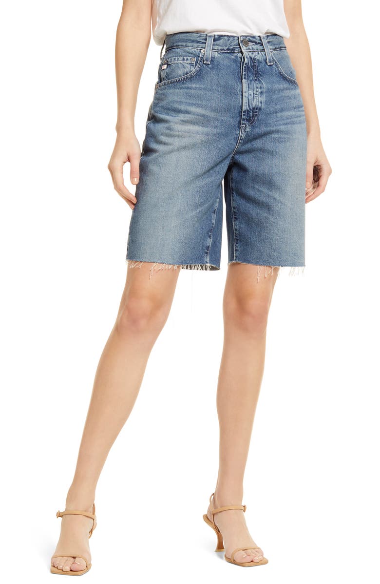 AG Women's Kerah Raw Hem Denim Shorts, Main, color,