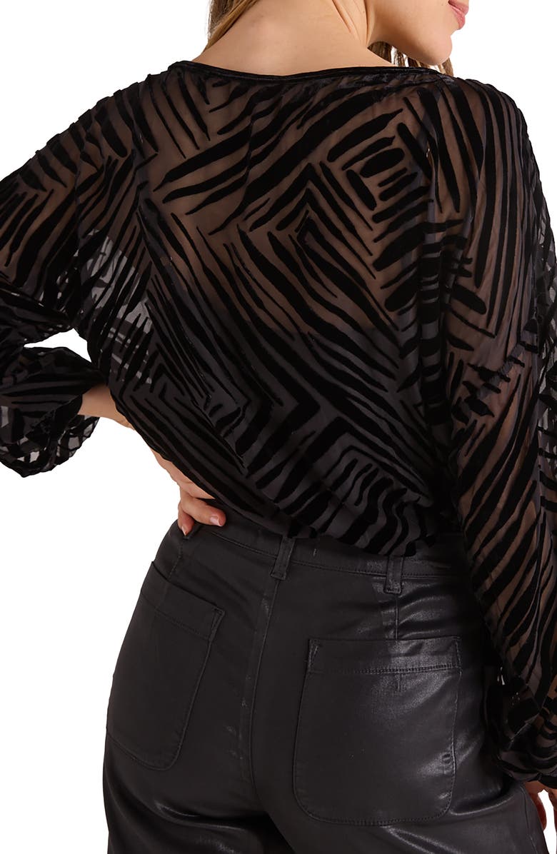 Bella Dahl Burnout Velvet Split Neck Top, Alternate, color, Black