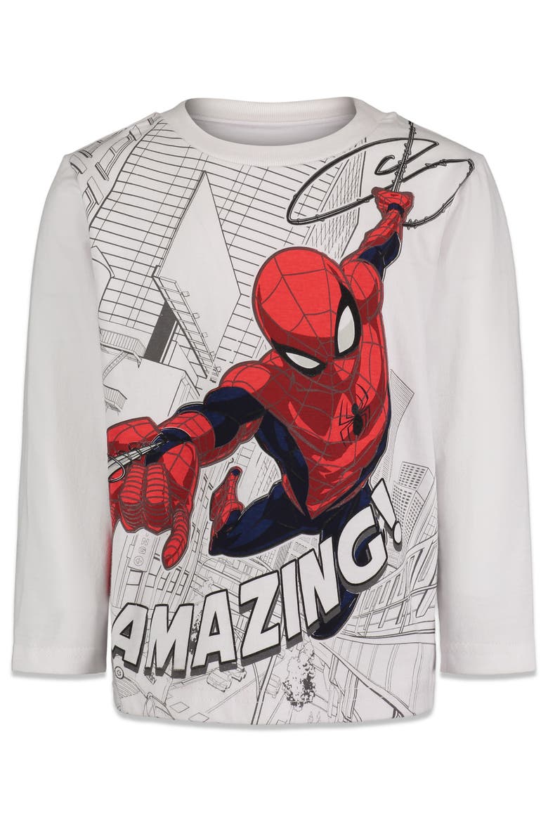 Spider-Man 2-Piece Long Sleeve T-Shirt Set, Alternate, color, Heather Grey White