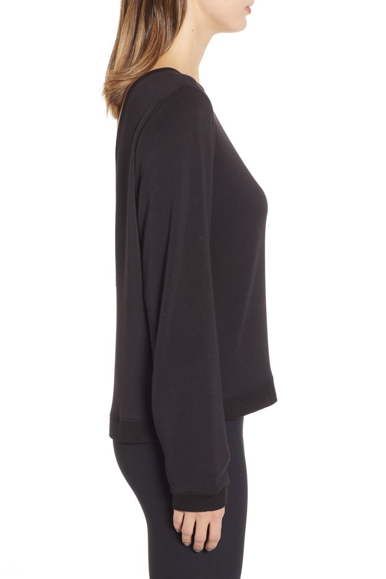 Plunge Back Sweatshirt, Alternate, color, BLACK001