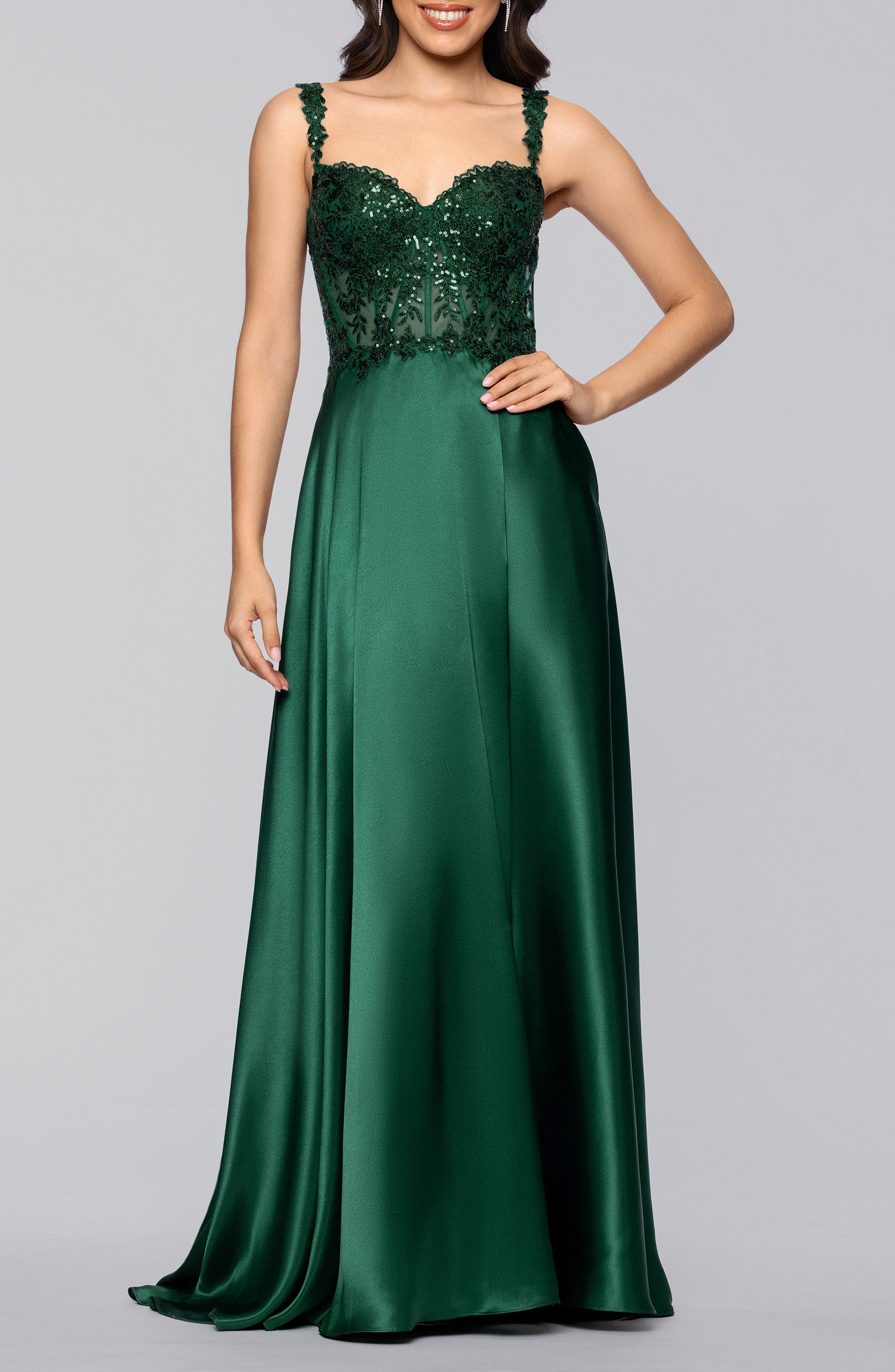 Sequin Satin Gown - image 3