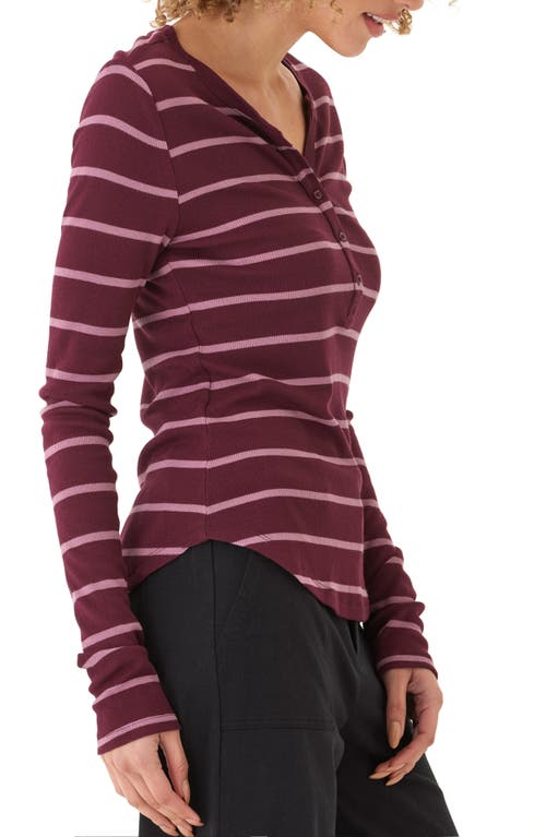 Threads 4 Thought Akia Caribbean Stripe Rib Henley In Burgundy