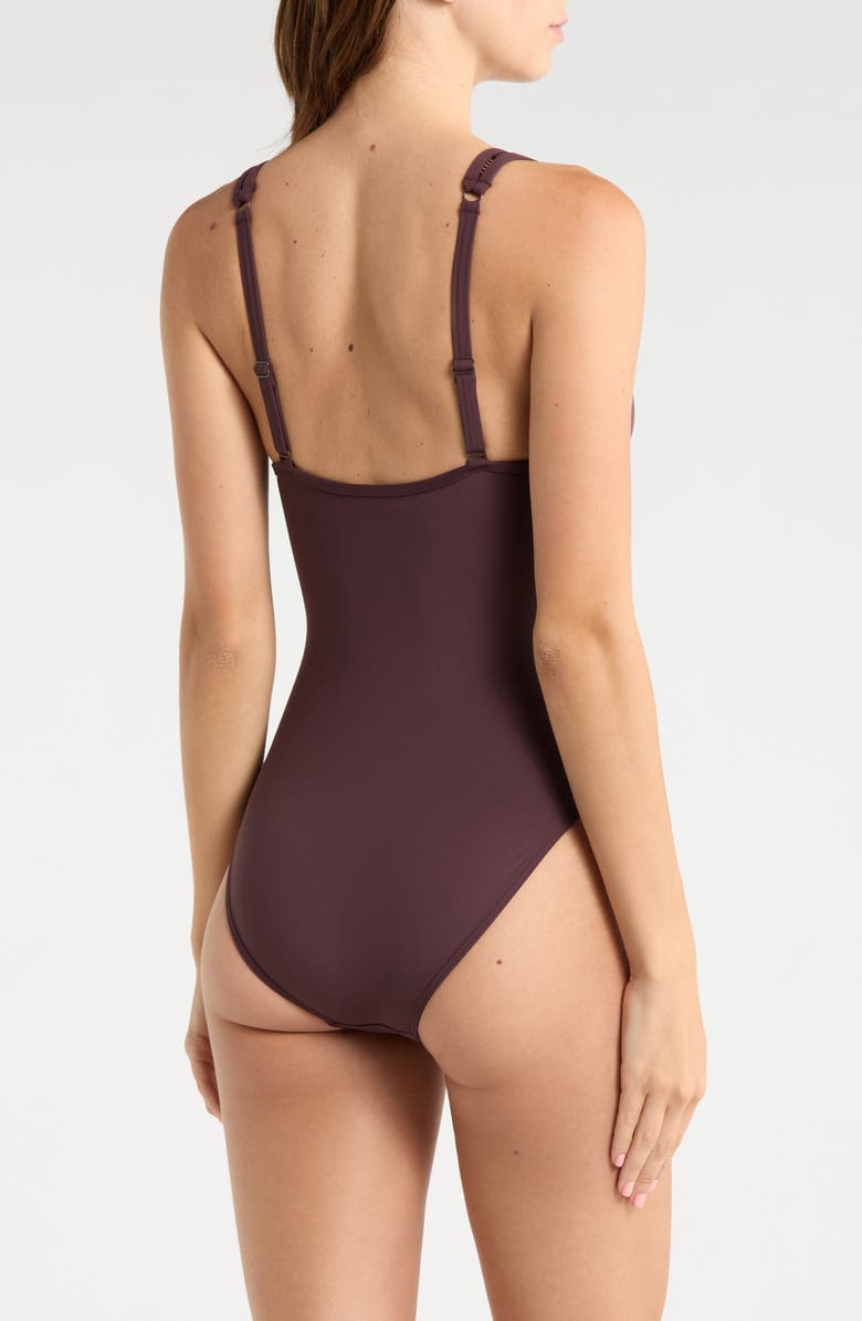 Sea Level Spliced Plunge One-Piece, Alternate, color, Cocoa