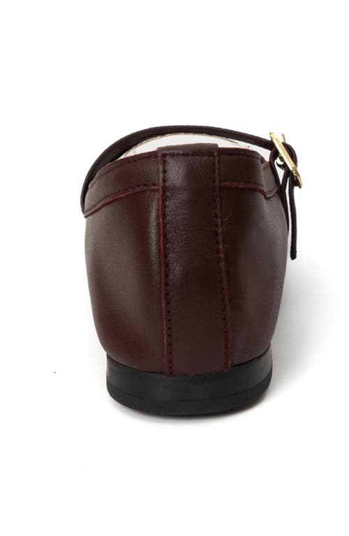 Menina Step Greta Leather Mary Jane Flat In Burgundy