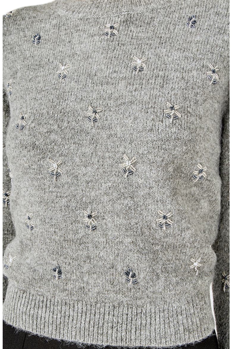 Bead Embellished Sweater, Alternate, color, HEATHER GREY