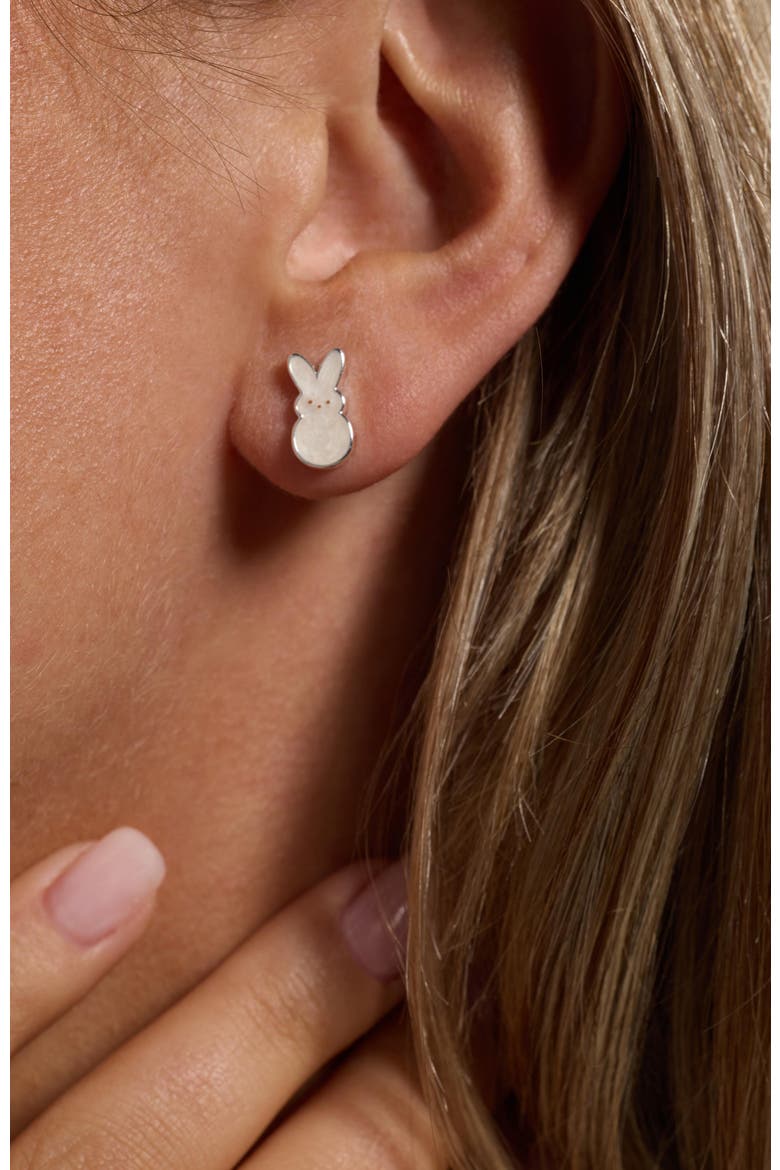 Peeps® Pearlized Bunny Stud Earrings, Alternate, color, Silver