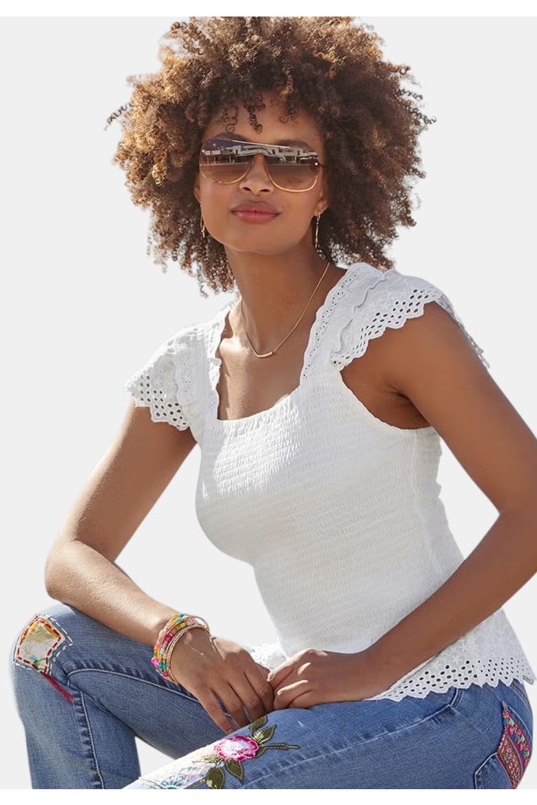 Eyelet Tank, Main, color, WHITE