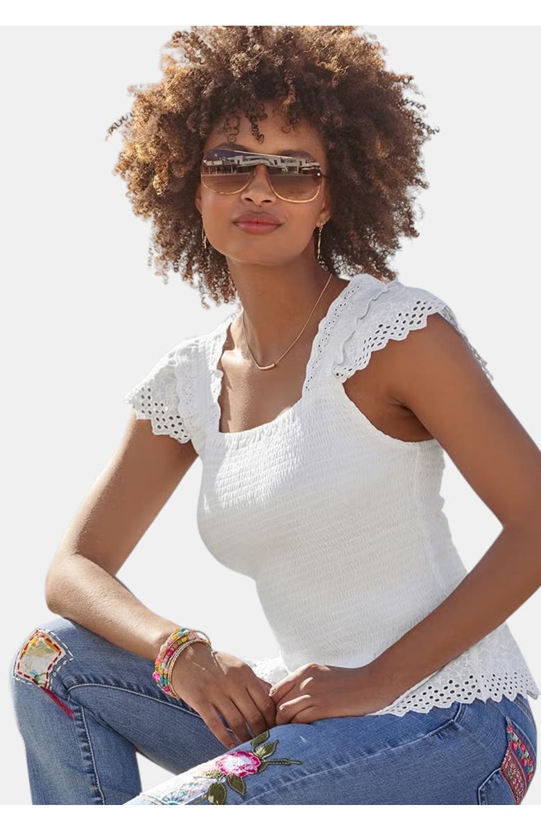 Joe Browns Eyelet Tank, Main, color, White