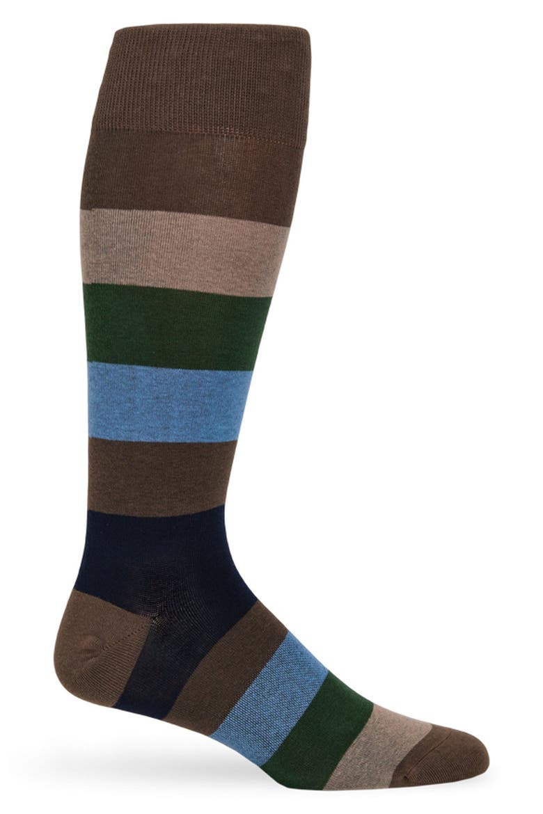 Franklin Striped Dress Socks, Main, color, BROWN / TAN
