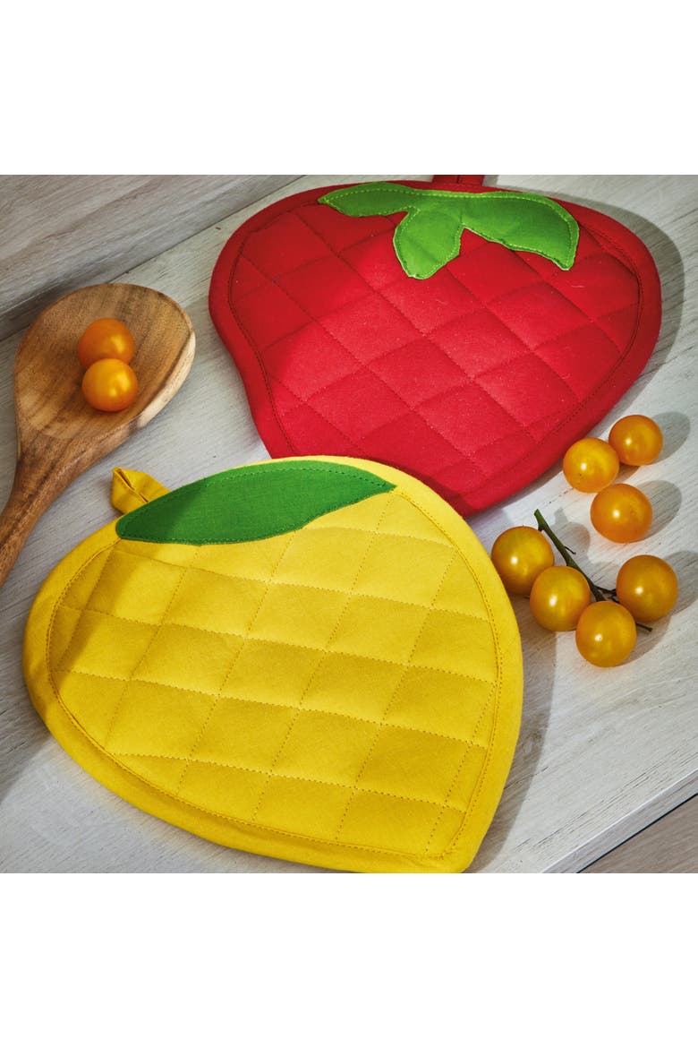 Lemon Potholder/Trivet Yellow Multi Cotton Summer, Alternate, color, Yellow