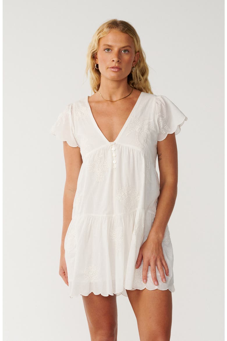Bossa Nova Embroidered Cotton Minidress, Alternate, color, BONE