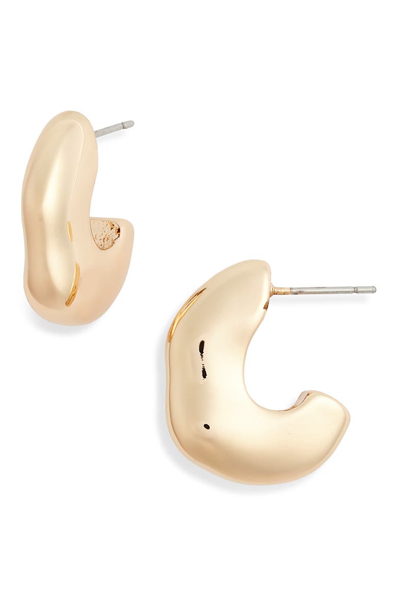 Chubby Molten Hoop Earrings, Main, color, GOLD