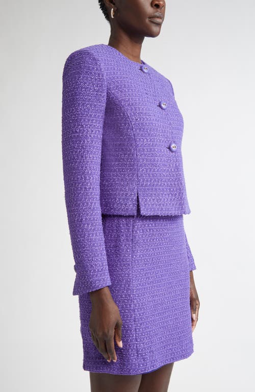 St John St. John Collection Ribbon Tweed Crop Jacket In Purple