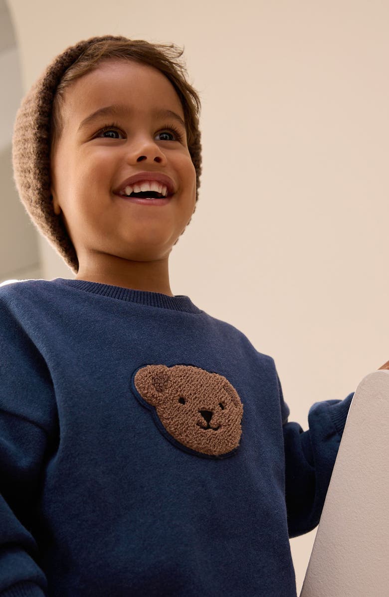 NEXT Kids' Bear Appliqué Sweatshirt, Alternate, color, Blue