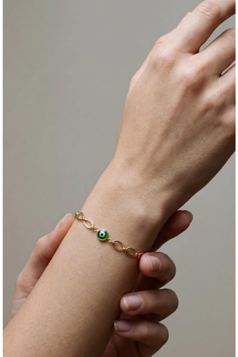 The Green Evil Eye Heirloom Bracelet, Alternate, color, GOLD