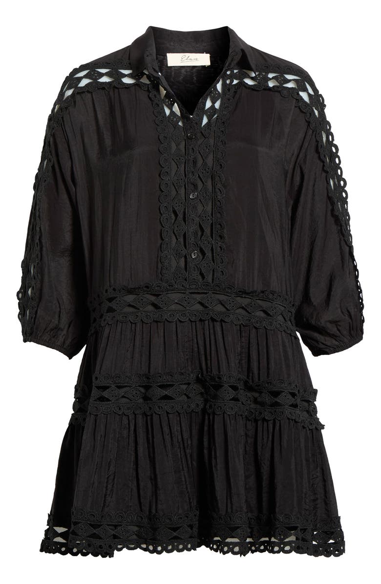 Elan Lace Trim Cover-Up Dress, Main, color, Black