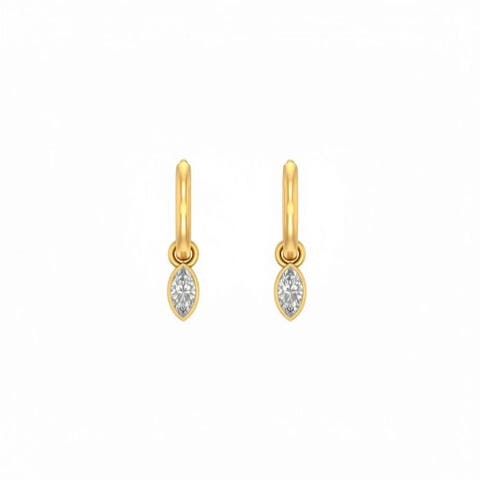 Lab Grown Diamond Encased Marquise Dangle Huggie Earring 14K