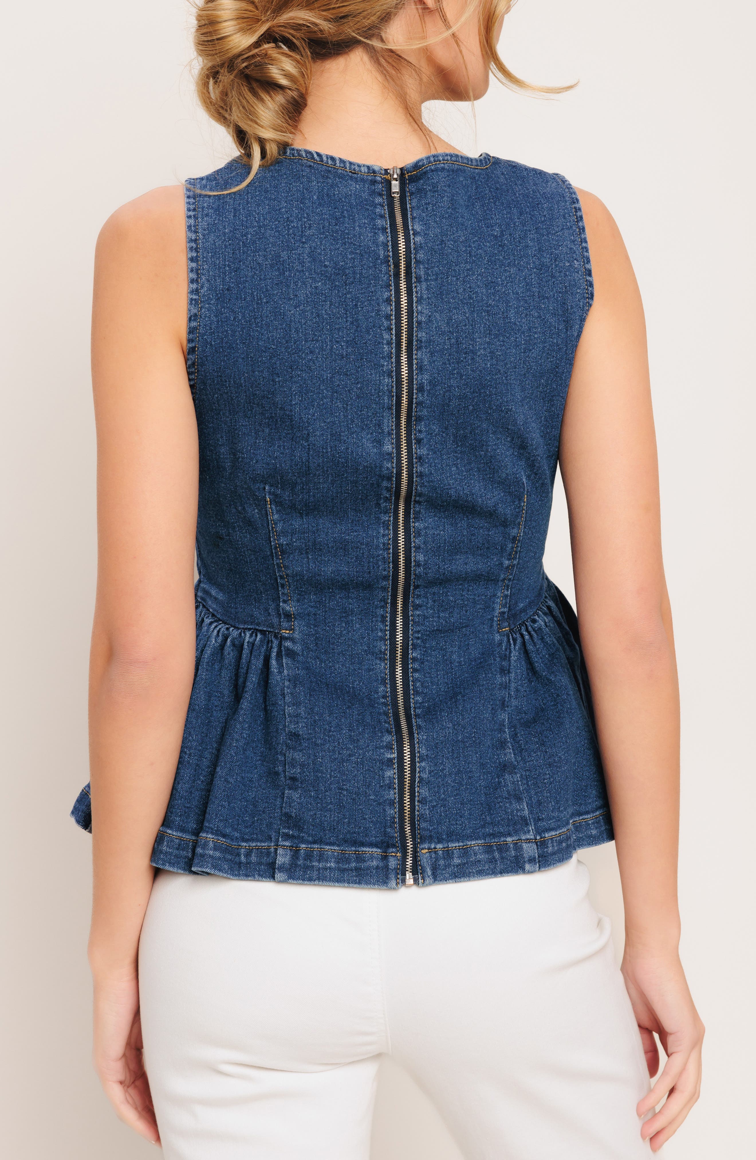 Denim Peplum Top - image 2