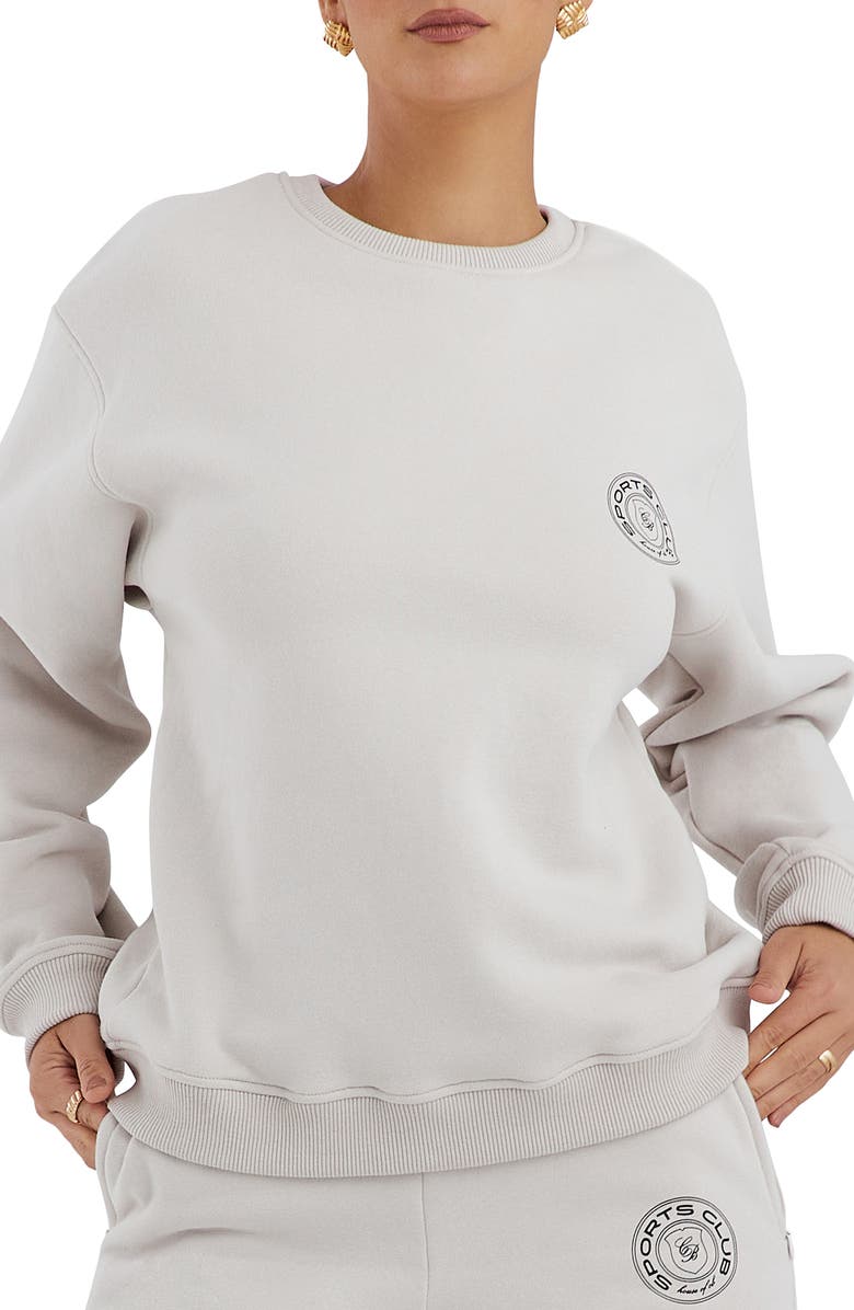 HOUSE OF CB Haze Fleece Graphic Sweatshirt, Alternate, color, Cloud