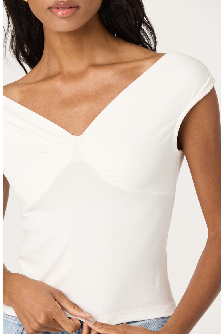 Ruched Off the Shoulder Top, Alternate, color, OFF WHITE