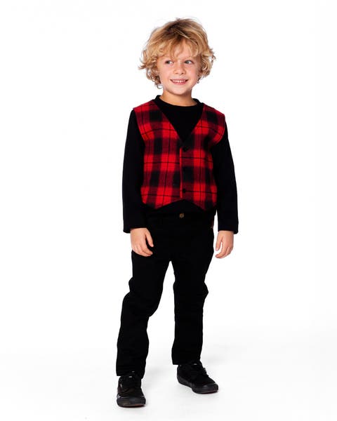 T-Shirt with Plaid Vest (Little Kid & Big Kid)